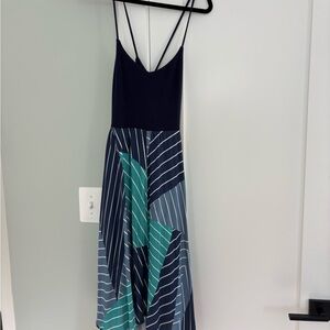 GAP Navy and Teal Striped High Low Dress